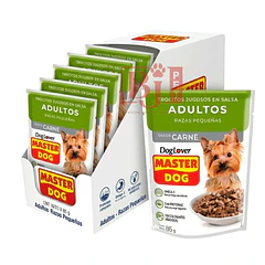 Alimento Húmedo Master Dog Display Trocitos Jugosos Raza Pequeña Sabor Carne 85 gr x 20 u