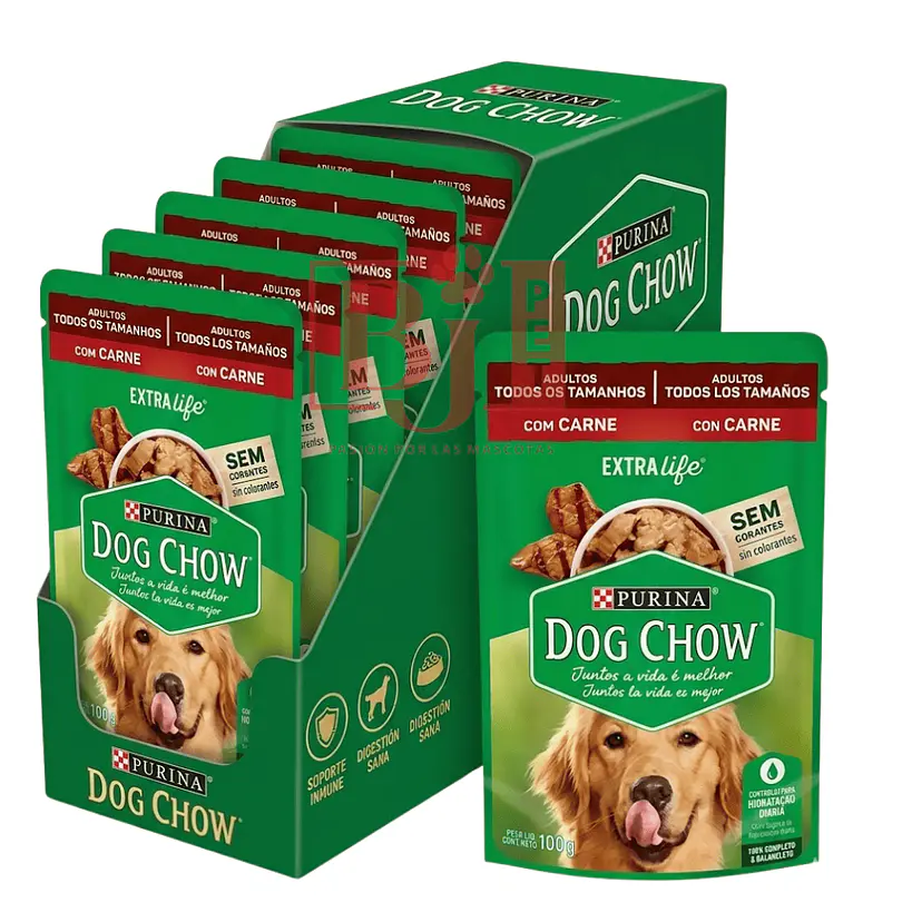 Pack 20 Pouch Dog Chow  Adulto Carne 100 Gr 1