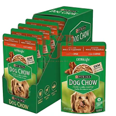 Pack 20 Pouch Dog Chow  Adulto Rz Pequeña Carne 100 Gr
