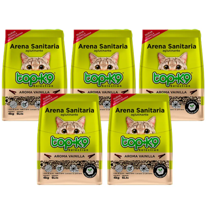 Pack Arena Aglutinante Topk9 Vainilla (4kgx 5u) 20 Kg 