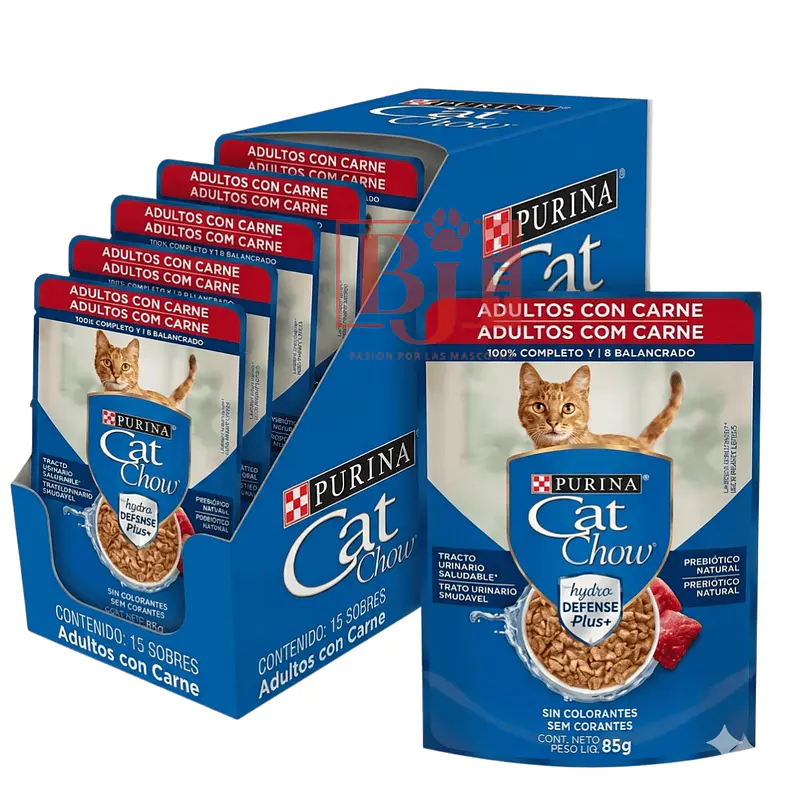 Pack 15 Pouch Cat Chow Adultos Carne 85 Gr. 1