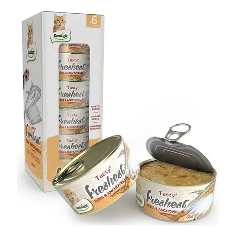 Pack 6 Latas Tasty Freshest Para Gatos Atun Y Anchoas 80 Gr 