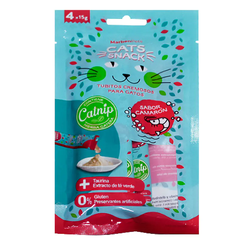 Cats Snack Cremoso Camarón Con Catnip 60 Gr 2