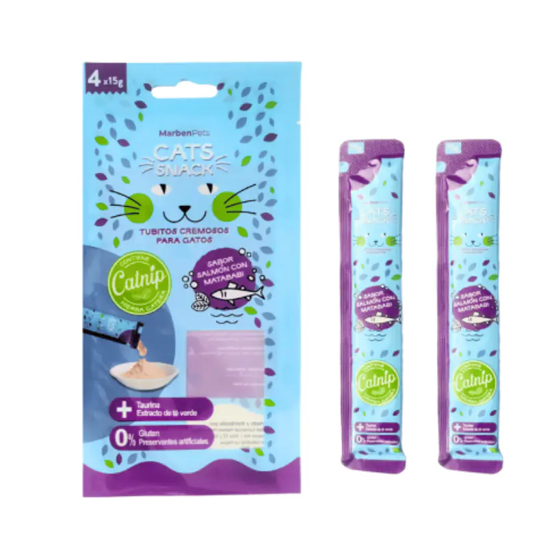 Cats Snack Cremoso Salmón Matatabi Con Catnip 60 Gr 1