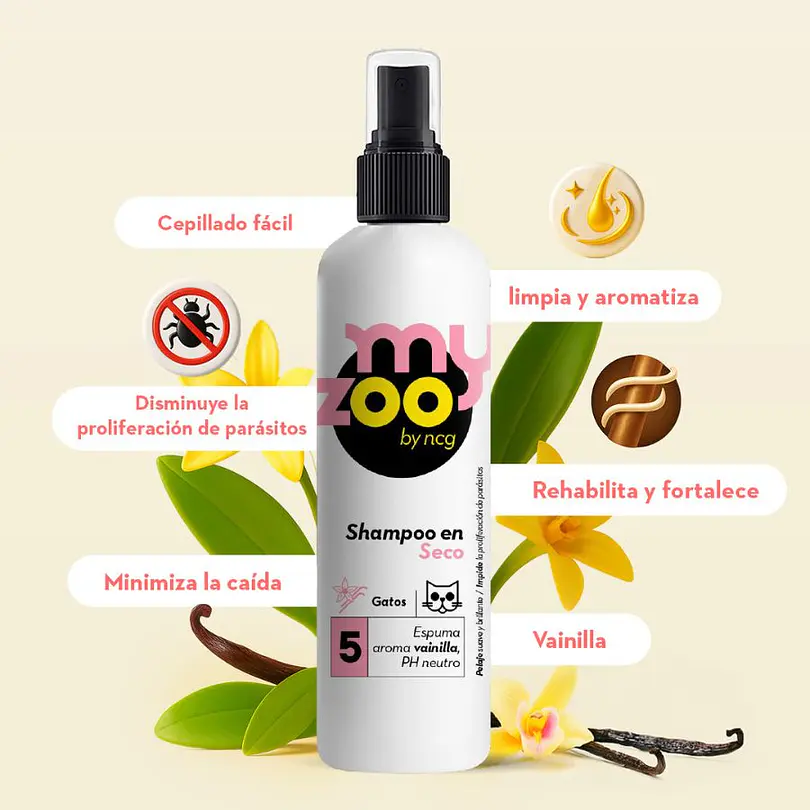 MyZoo Shampoo En Seco Espuma De Vainilla Para Gato 250 Ml 2