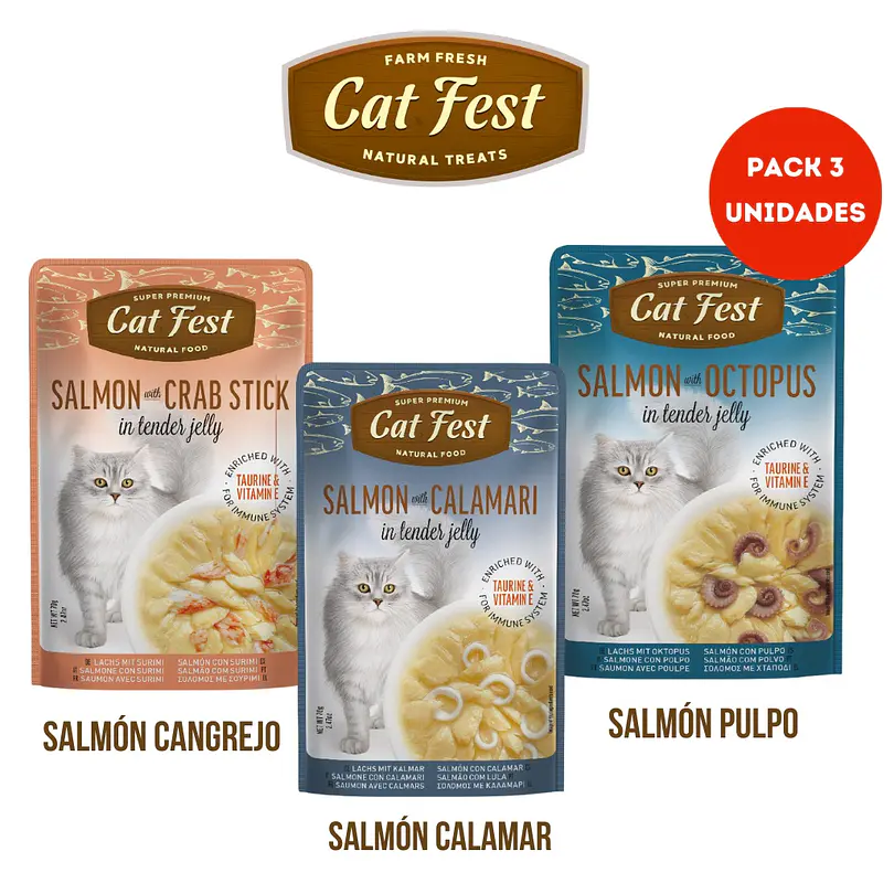 Pack Cat Fest Sabores Salmon 3 Pouch 1