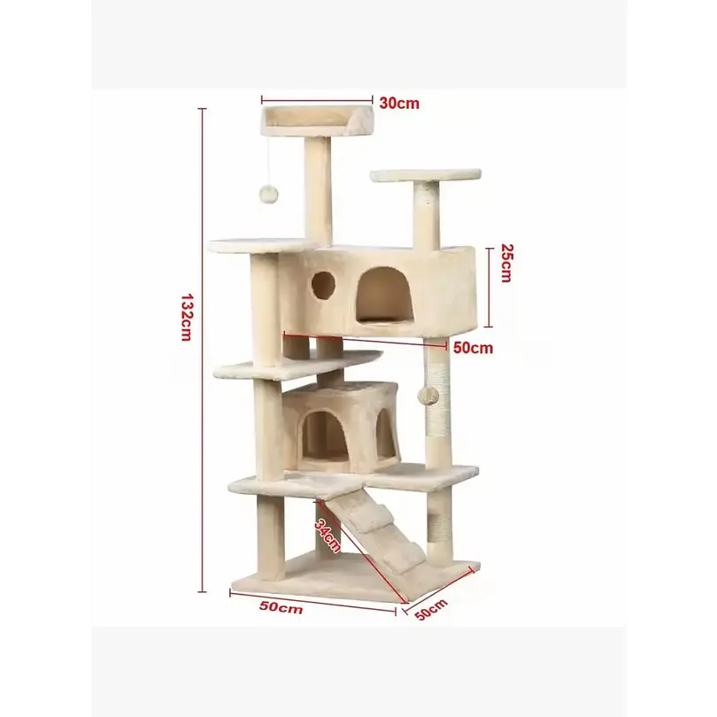 Rascador 2 Casas Beige 2
