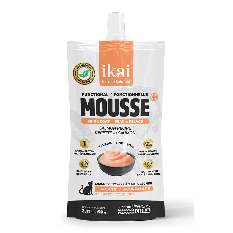 Pack 3x2 Ikai Mousse De Salmón Piel y Pelaje Para Gato 60 Gr 2