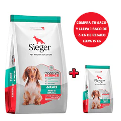Sieger Adulto Mini & Small Breeds 12 Kg + Saco 3 Kg Gratis
