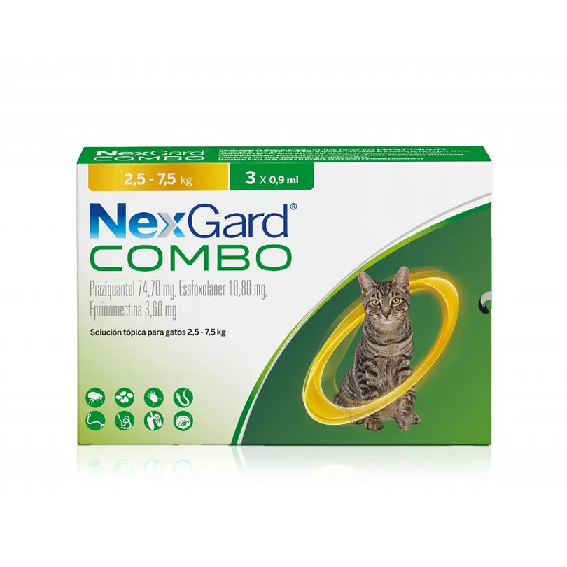 Nexgard Combo Gato Pack 3 Unidades 2.5 - 7.5 Kg