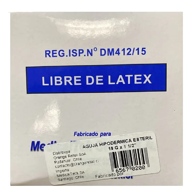 Aguja Hipodermica 19G x 1 1/2 Caja 100 Unidades 1
