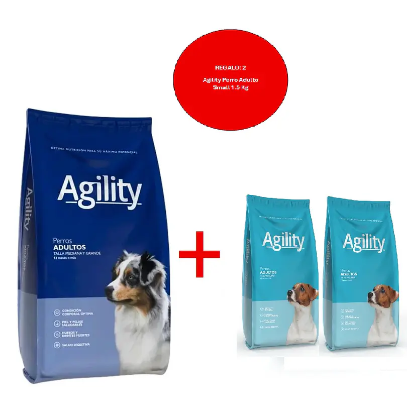 Agility Perro Adulto Active Health Mediana y Grande 20 Kg + 3Kg 1