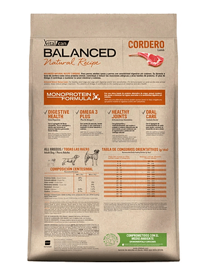 Vitalcan Balanced Natural Recipe Cordero 15 Kg