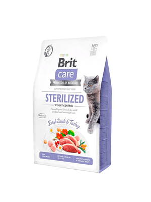 Brit Care Gato Esterilizado. Control de peso Sabor Pavo y Pato 