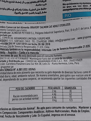 Bravery Salmon Gato Esterilizado 2 k