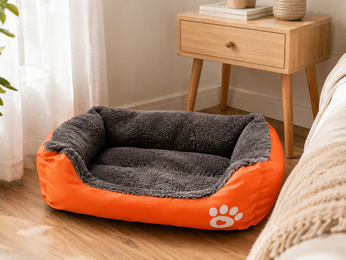 Cama Naranja Rectangular Pequeña para Perro 2
