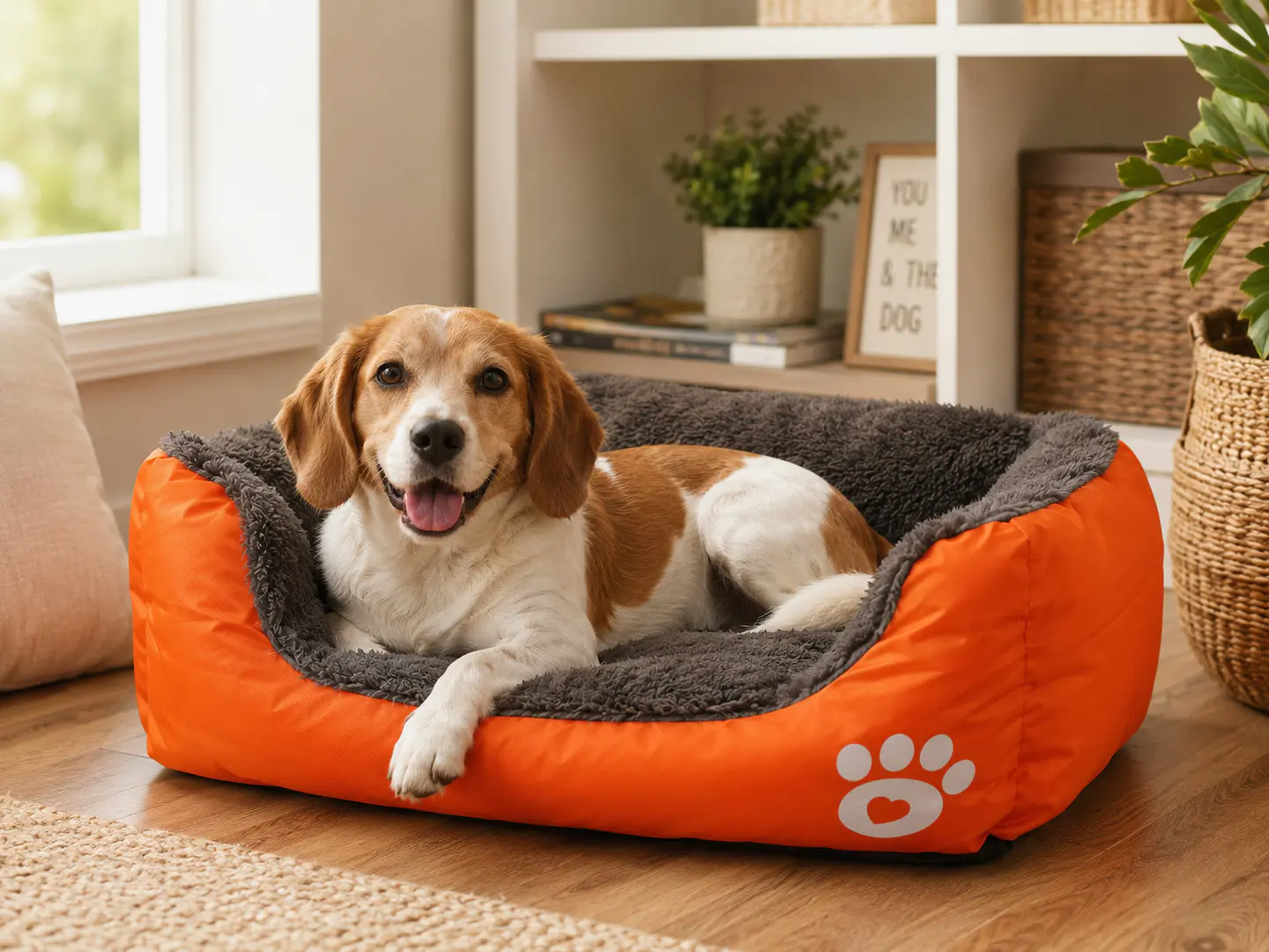Cama Naranja Rectangular Pequeña para Perro 3