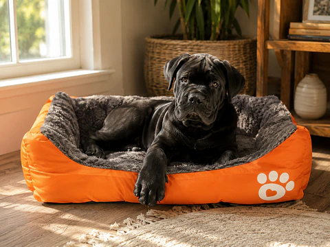 Cama Naranja Mediana Rectangular Polar para Perro