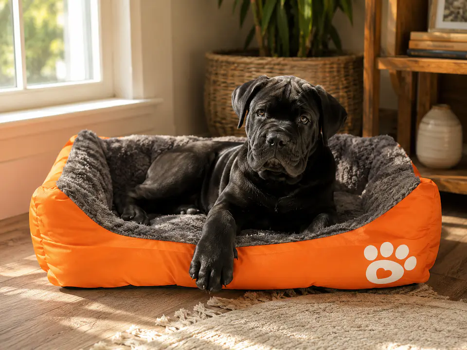 Cama Naranja Mediana Rectangular Polar para Perro 2