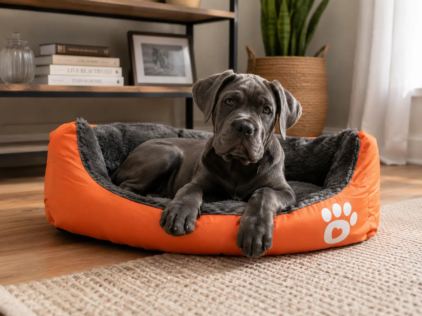Cama Naranja Mediana Rectangular Polar para Perro 3