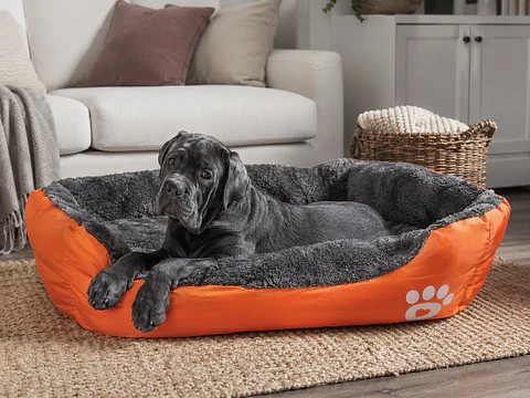 Cama Polar Naranja Grande con Interior Gris para Perro