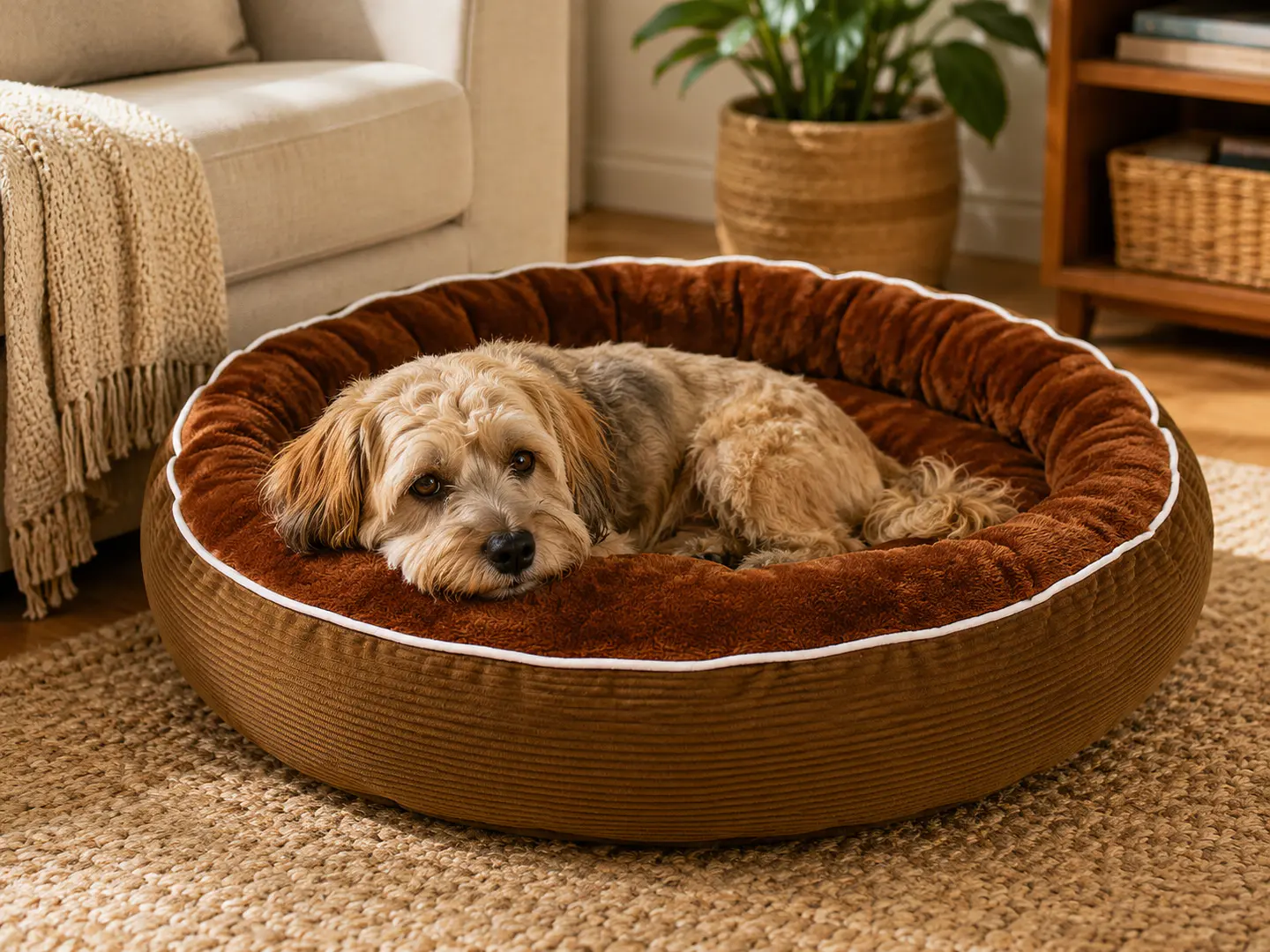 Cama Circular Café Polar para Perro – Talla L 4