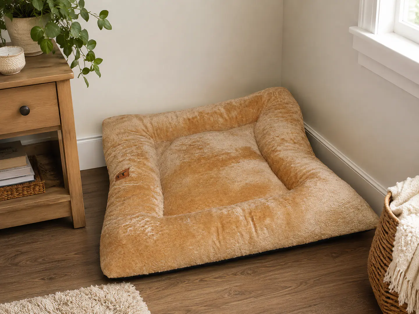 Cama XL Acolchada Beige para Perro Grande  2