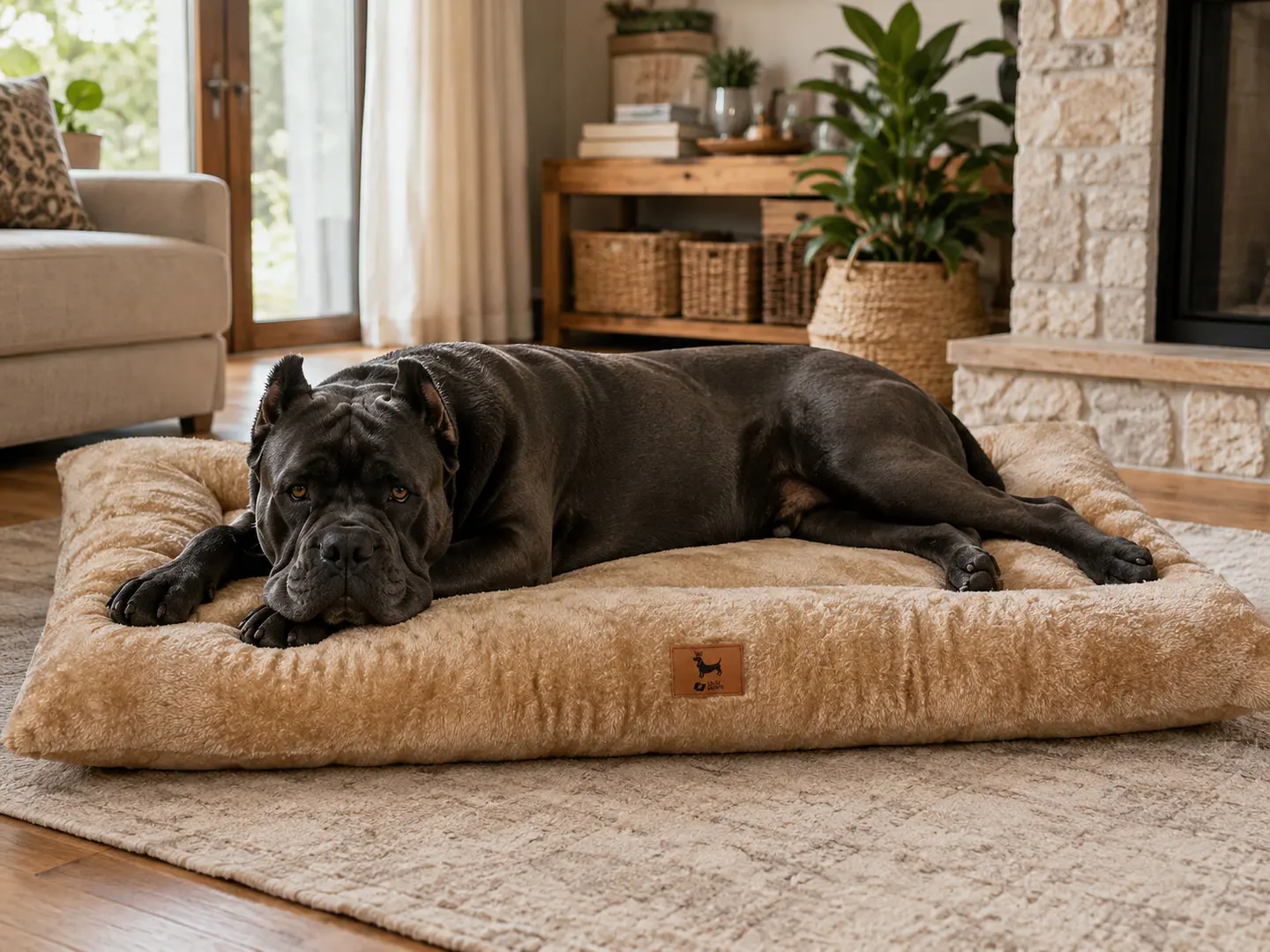 Cama XL Acolchada Beige para Perro Grande  1