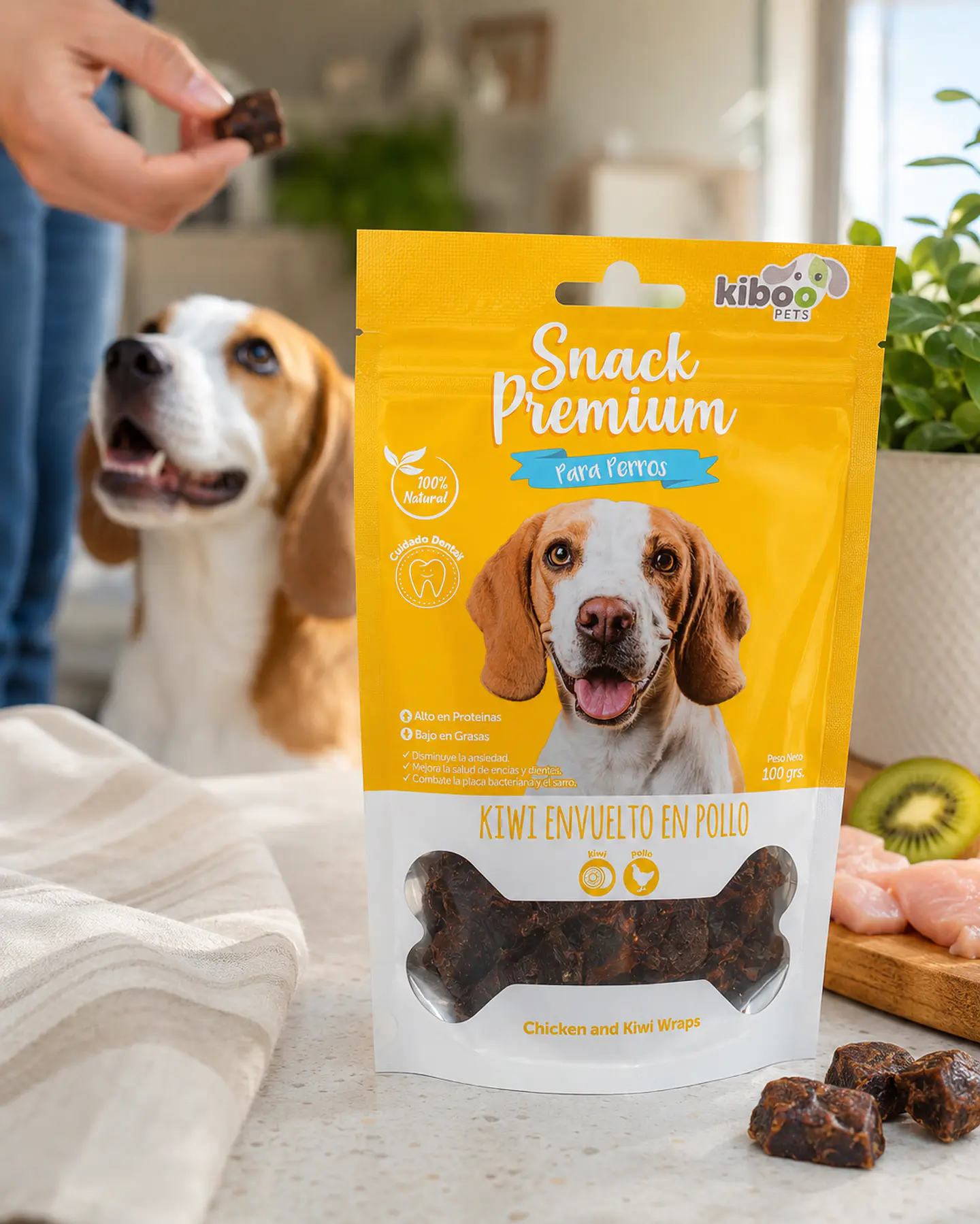 Snack Premium Kiwi Envuelto en Pollo para Perros 100 g 4