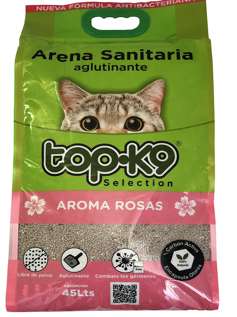 Arena Sanitaria Aglutinante Top- K9 Aroma Rosas 1