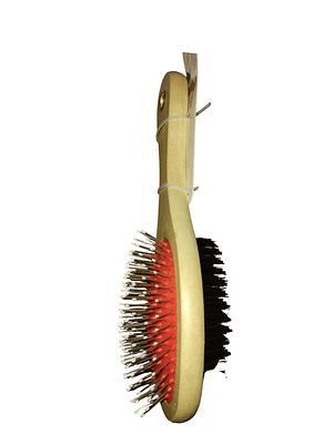 Cepillo Para Mascotas Doble Con Mango De Madera 