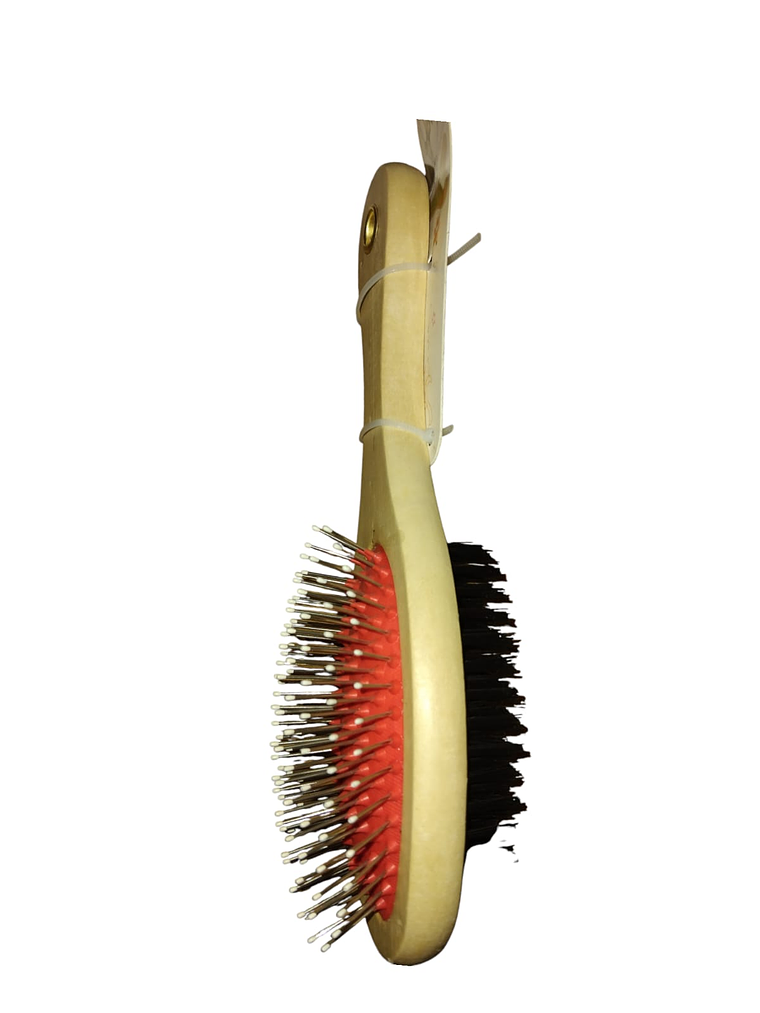 Cepillo Para Mascotas Doble Con Mango De Madera  2