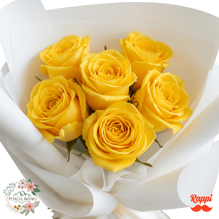 Ramo De 6 Rosas Amarillas Amanecer 1