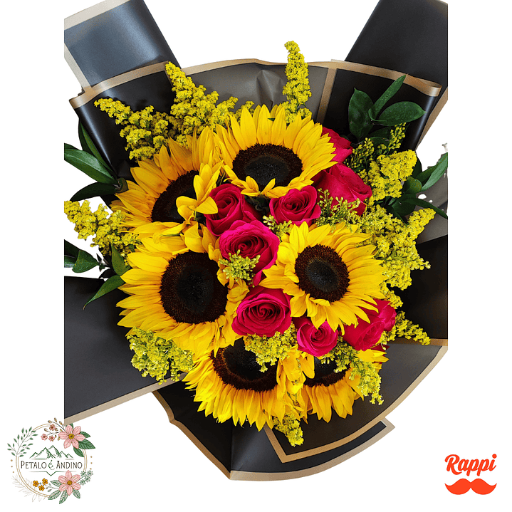 Flores Girasoles Con Rosas Fucsia Premium 1