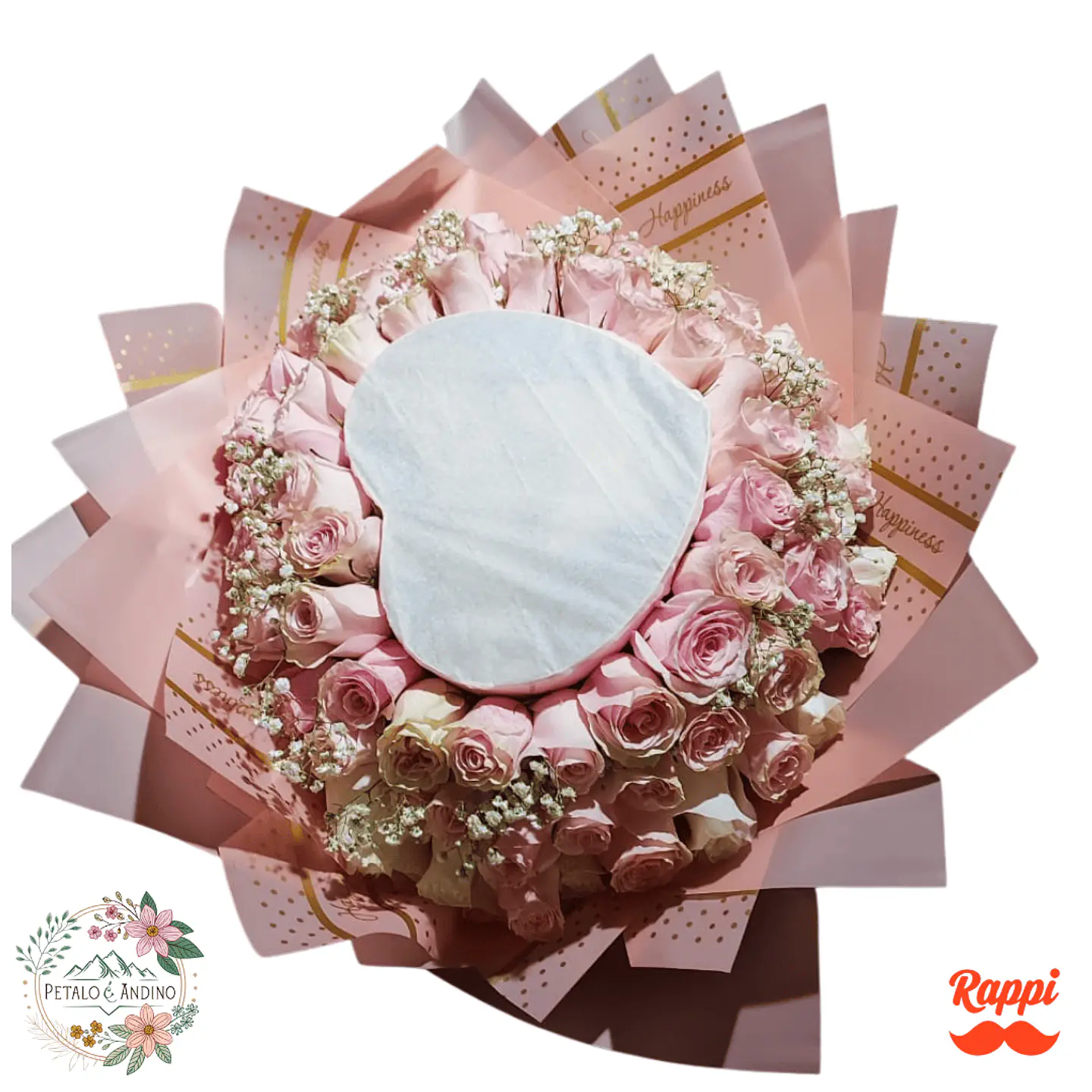 Flores Rosas Rosadas Y Blancas Con Corazón Romántico 1