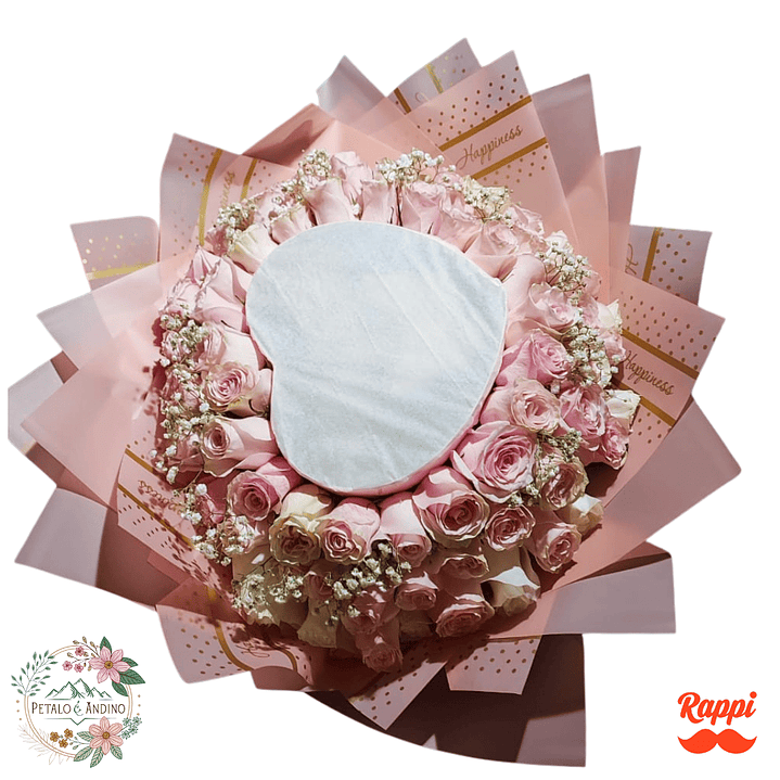 Flores Rosas Rosadas Y Blancas Con Corazón Romántico 1