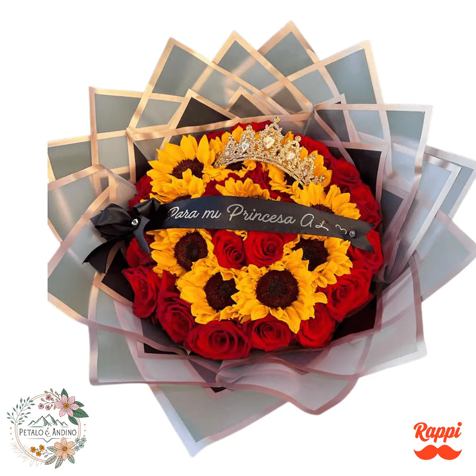 Flores Girasoles Con Rosas Rojas Corona 1