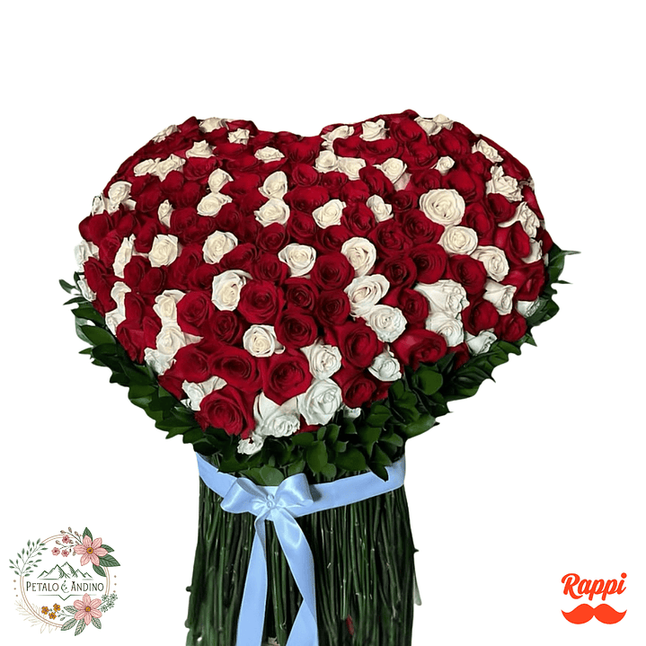 Flores Rosas en Corazón Amor Eterno 1