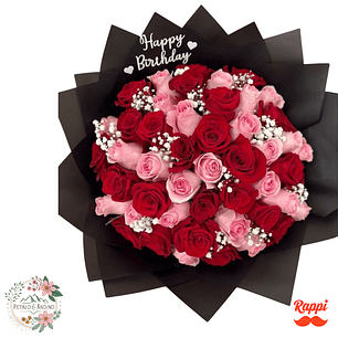 Flores Rosas Rojas y Rosadas Happy Birthday Premium
