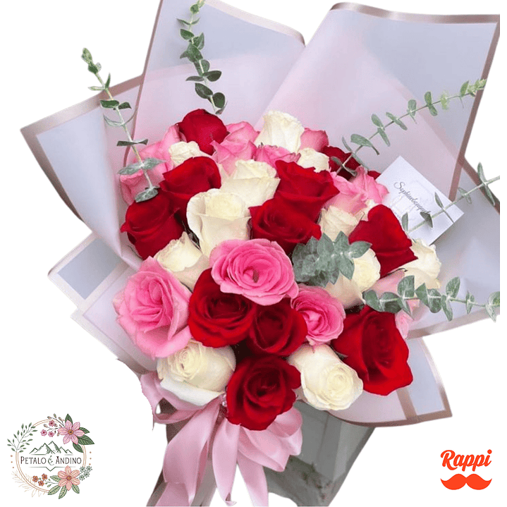 Flores Rosas Rojas, Rosadas y Blancas Elegantes 1