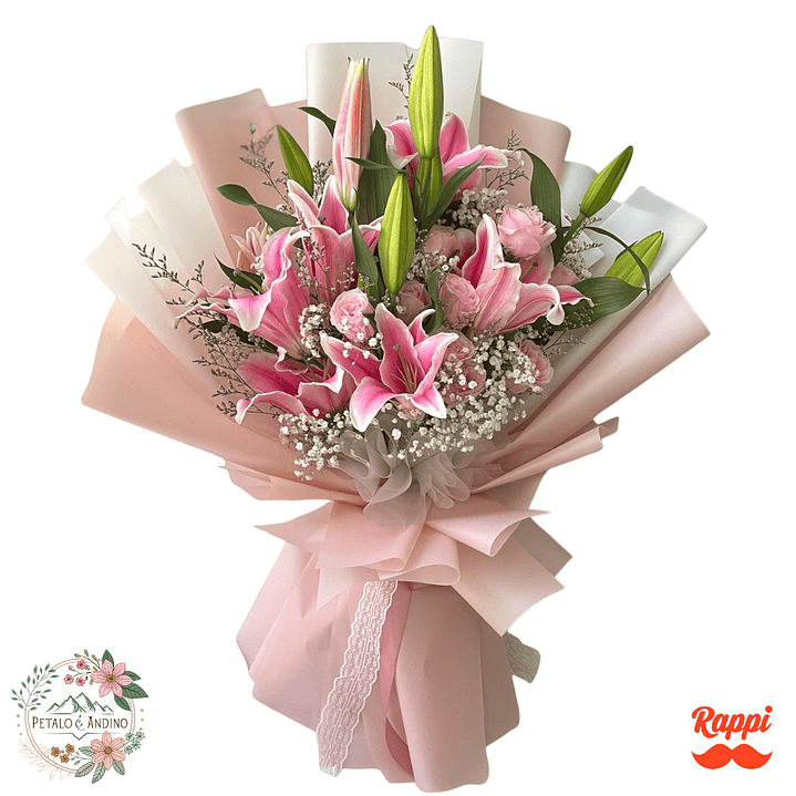 Flores Lirios Rosados y Rosas Encanto 1