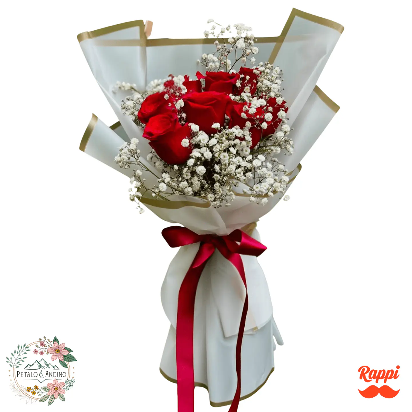 Flores Rosas Rojas y Gipsófila Elegancia 1