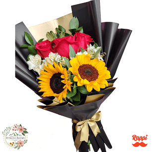 Flores Girasoles y Rosas Alegría Premium