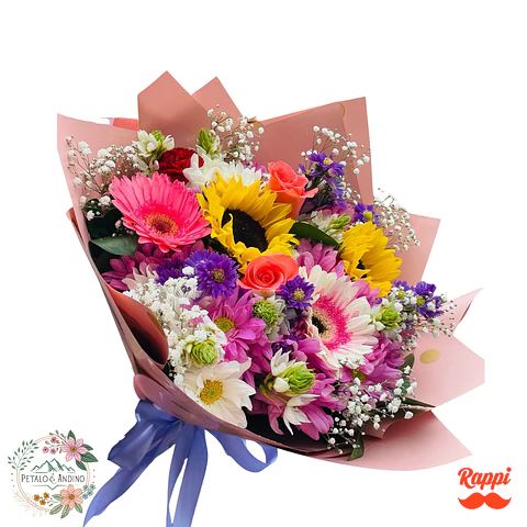 Bouquet de Girasoles, Gerberas y Rosas – Explosión de Colores y Alegría
