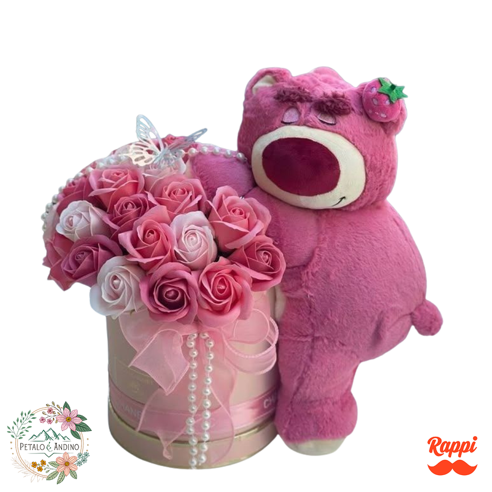 Rosas Rosadas con Oso de Peluche – Dulzura Rosada que Enamora 1