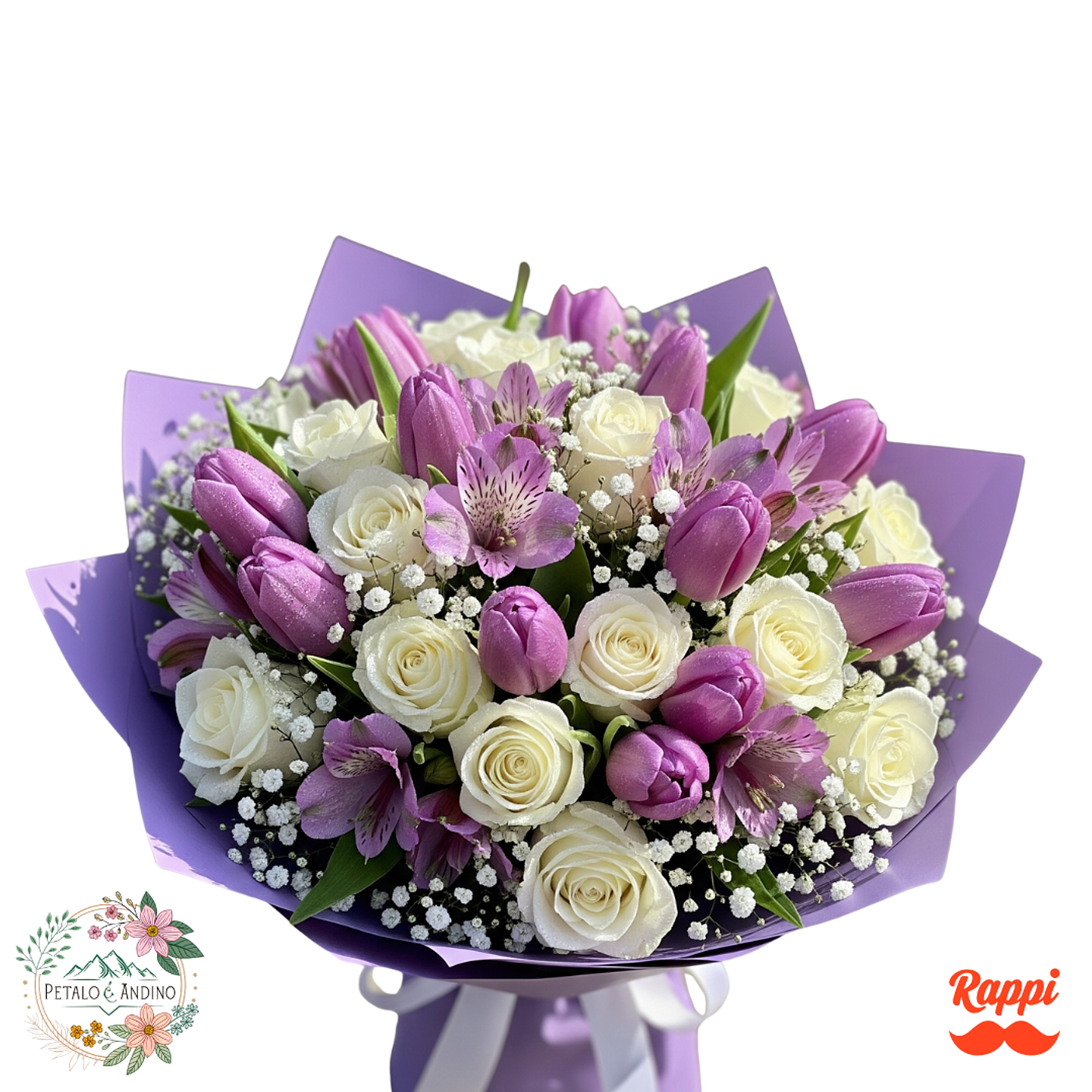 Bouquet Tulipanes y Rosas Lavanda 1