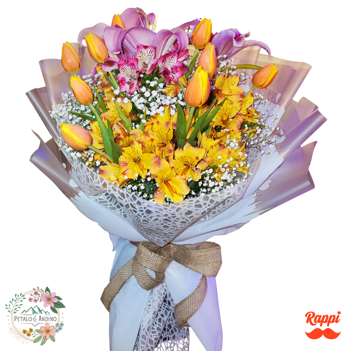 Tulipanes Naranjas con Astromelias y Lirios 1