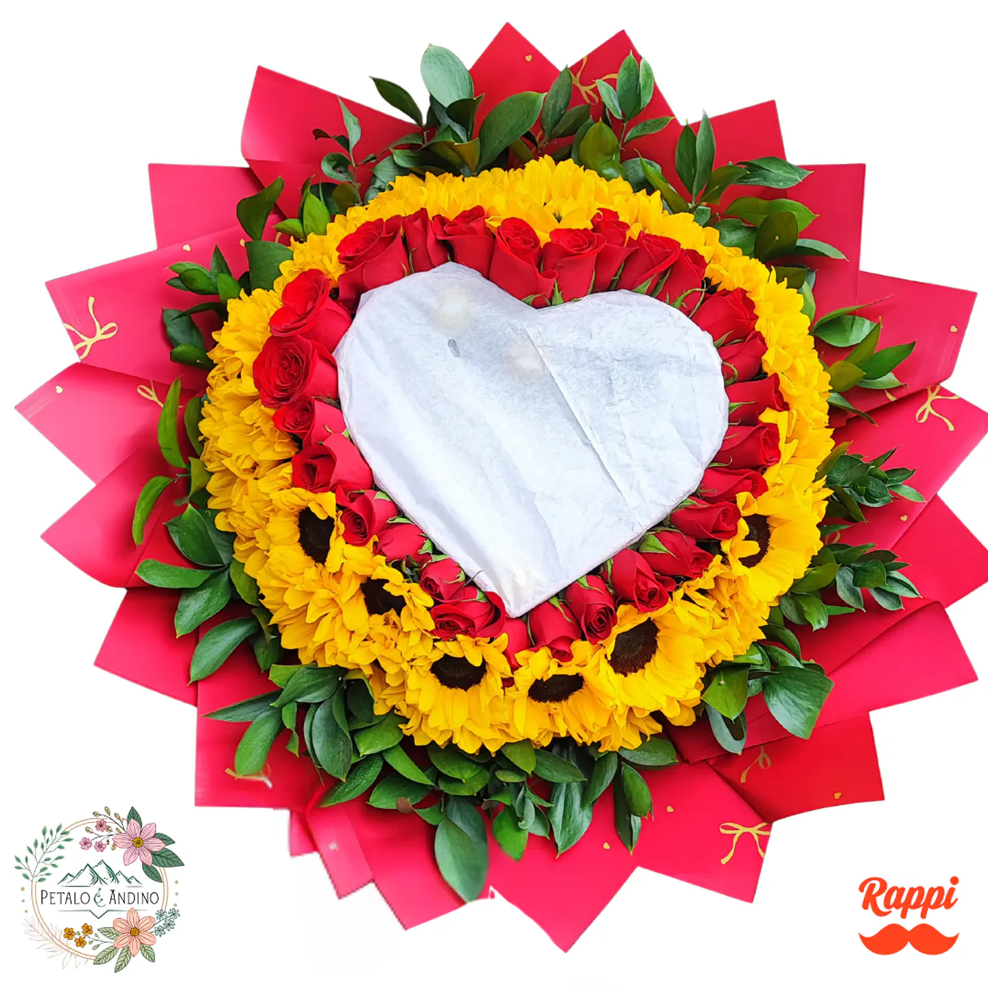 Corazón de Fuego con Rosas y Girasoles – Mensajes que Nacen del Alma 1