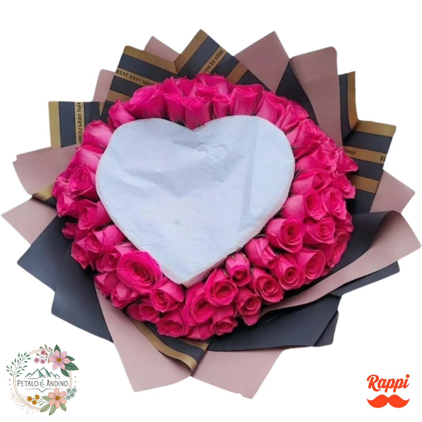Corazón de Fuego con Rosas Fucsia – Amor que Brilla Intensamente 1