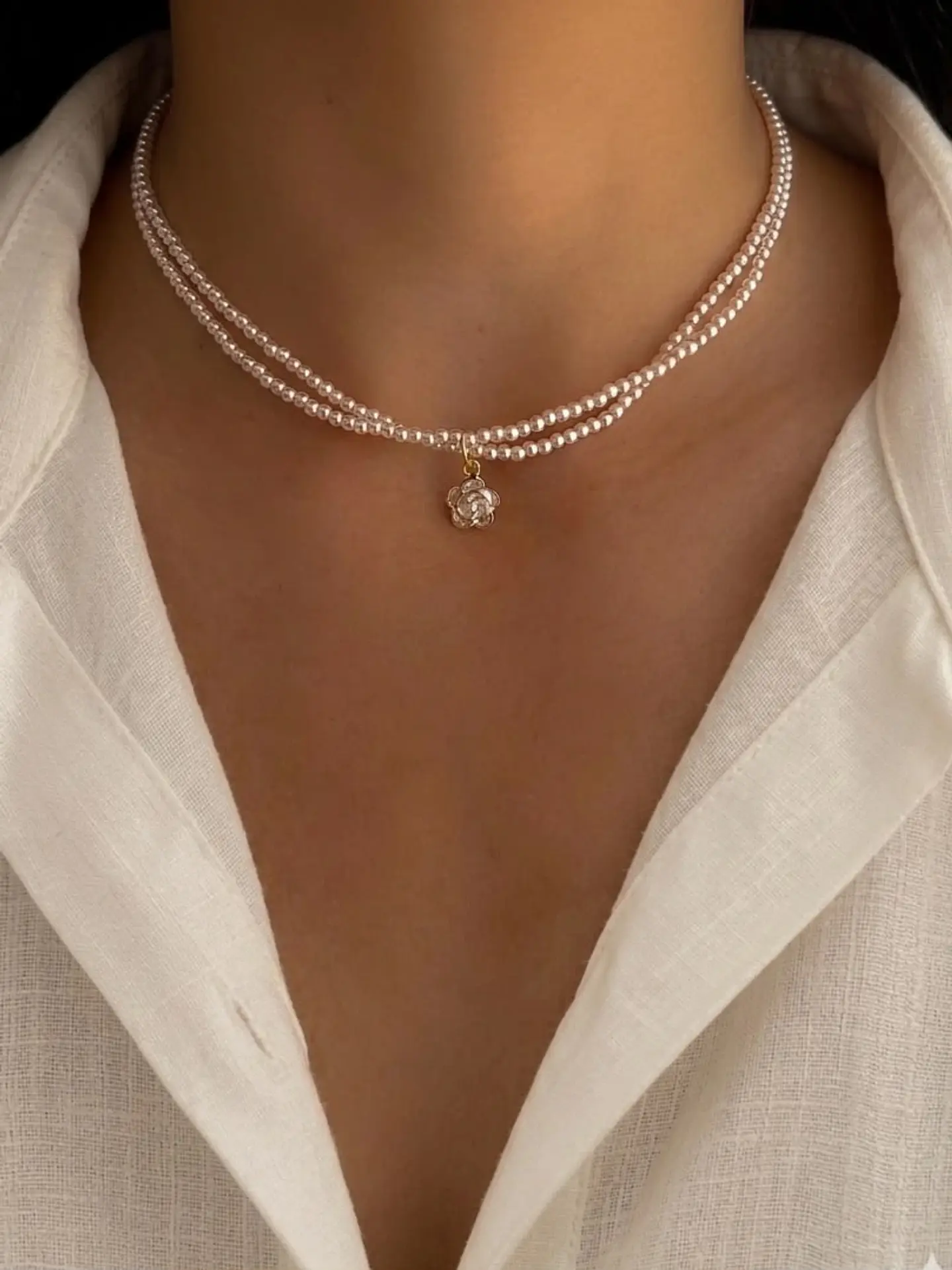 Collar doble perla 1